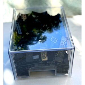 Black Legos In New Stackable Clear Acrylic Box Size 7.5"D x 6"W x 4.4"H Mixed